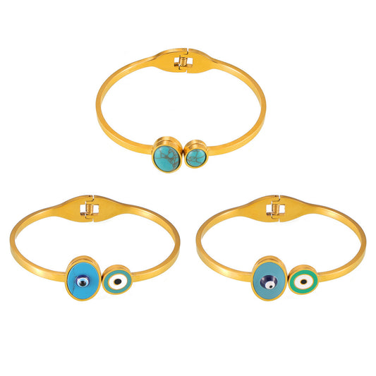 Stainless Steel Cartoon Eye Shape Oil Drop Bracelet