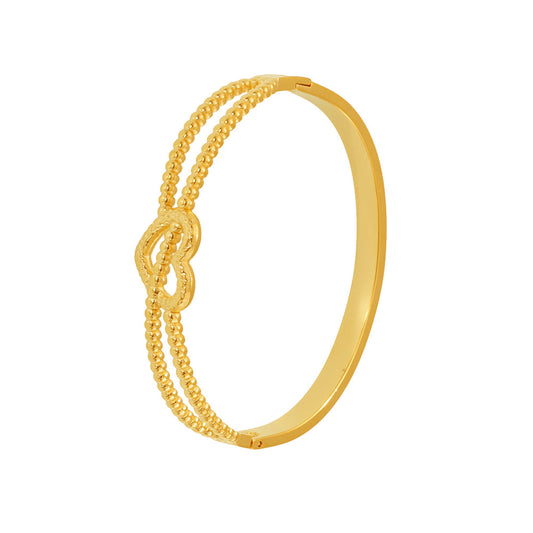 Stainless Steel Heart Double Line Round Bead Shape Buckle Bracelet