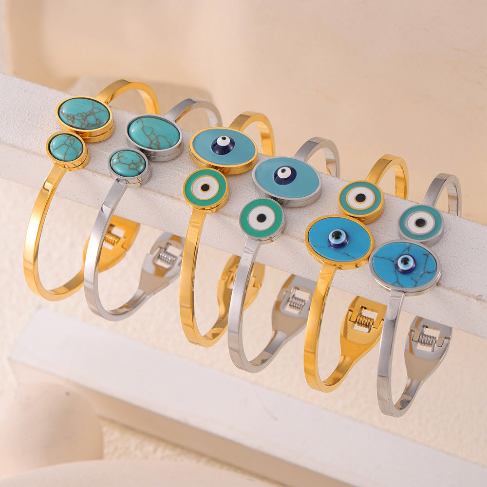 Stainless Steel Cartoon Eye Shape Oil Drop Bracelet