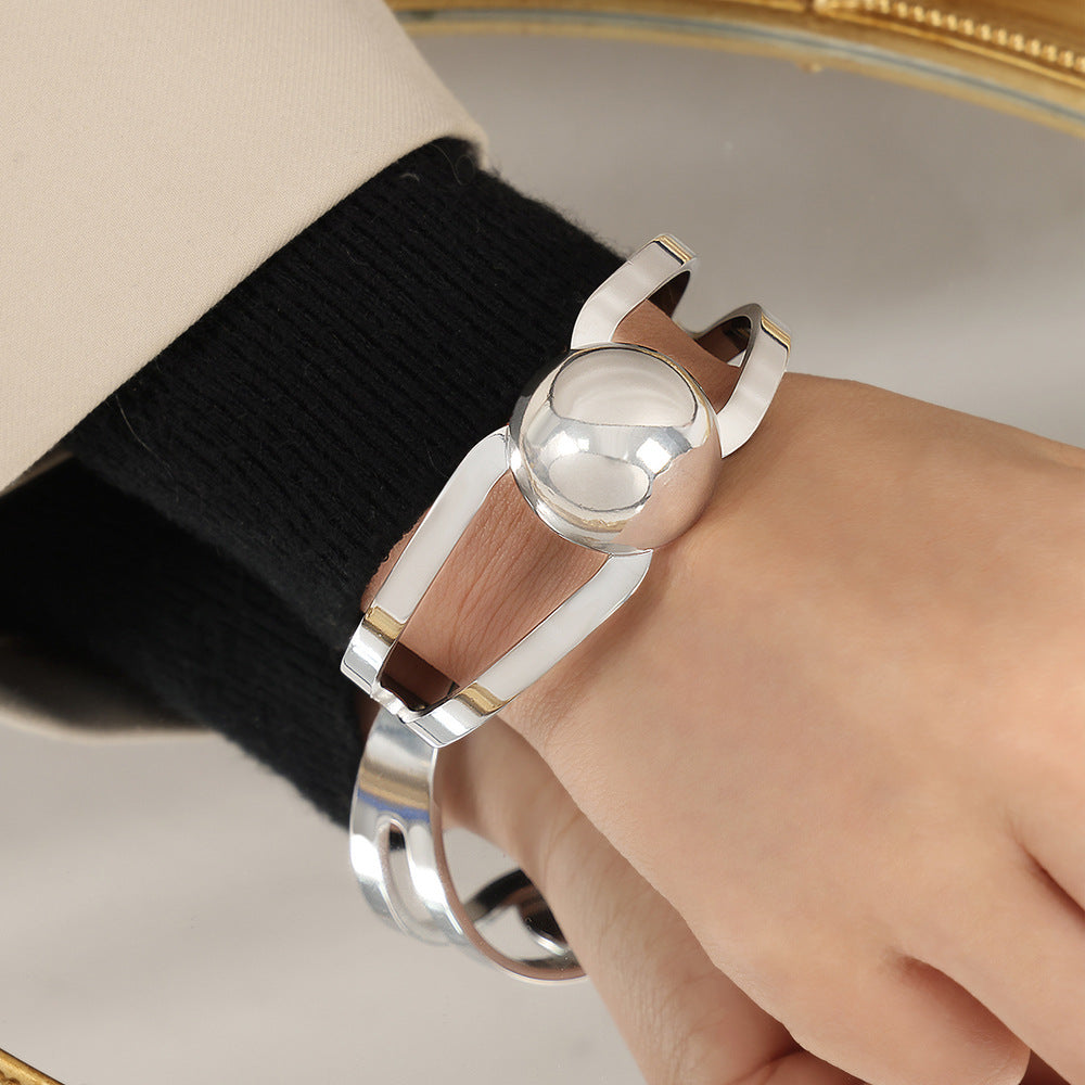 Polished Hollow Stainless Steel Simple Bracelet