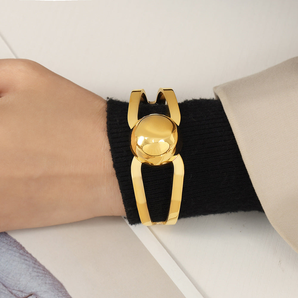 Polished Hollow Stainless Steel Simple Bracelet