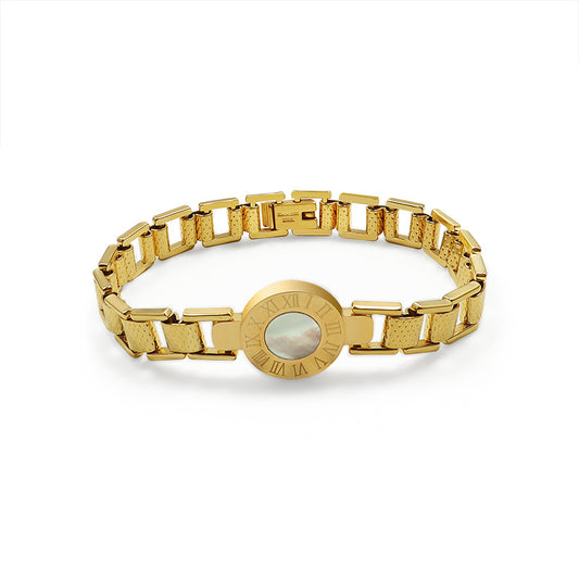 Stainless Steel Roman Numeral Watch Dial Bracelet