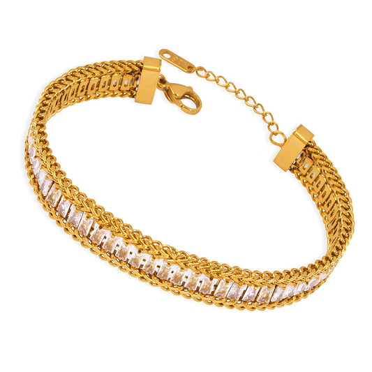 Light Luxury Stainless Steel Cubic Zirconia Bracelet