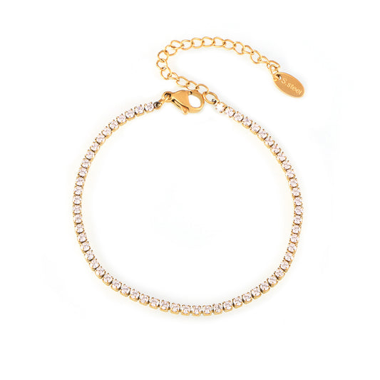 Stainless Steel 18K Gold PVD Tennis Bracelet