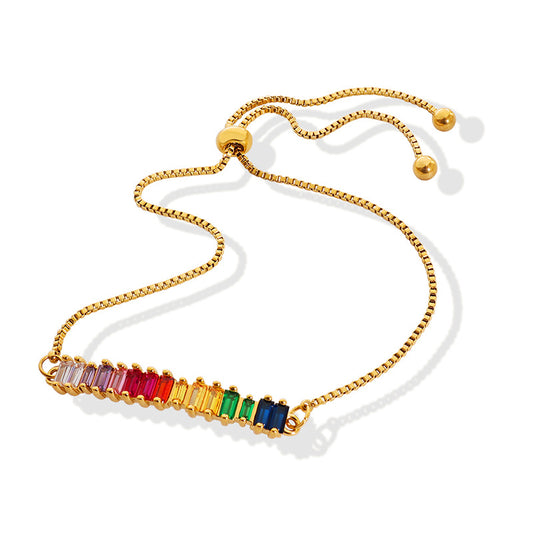 Stainless Steel Rainbow Cubic Zirconia Bracelet