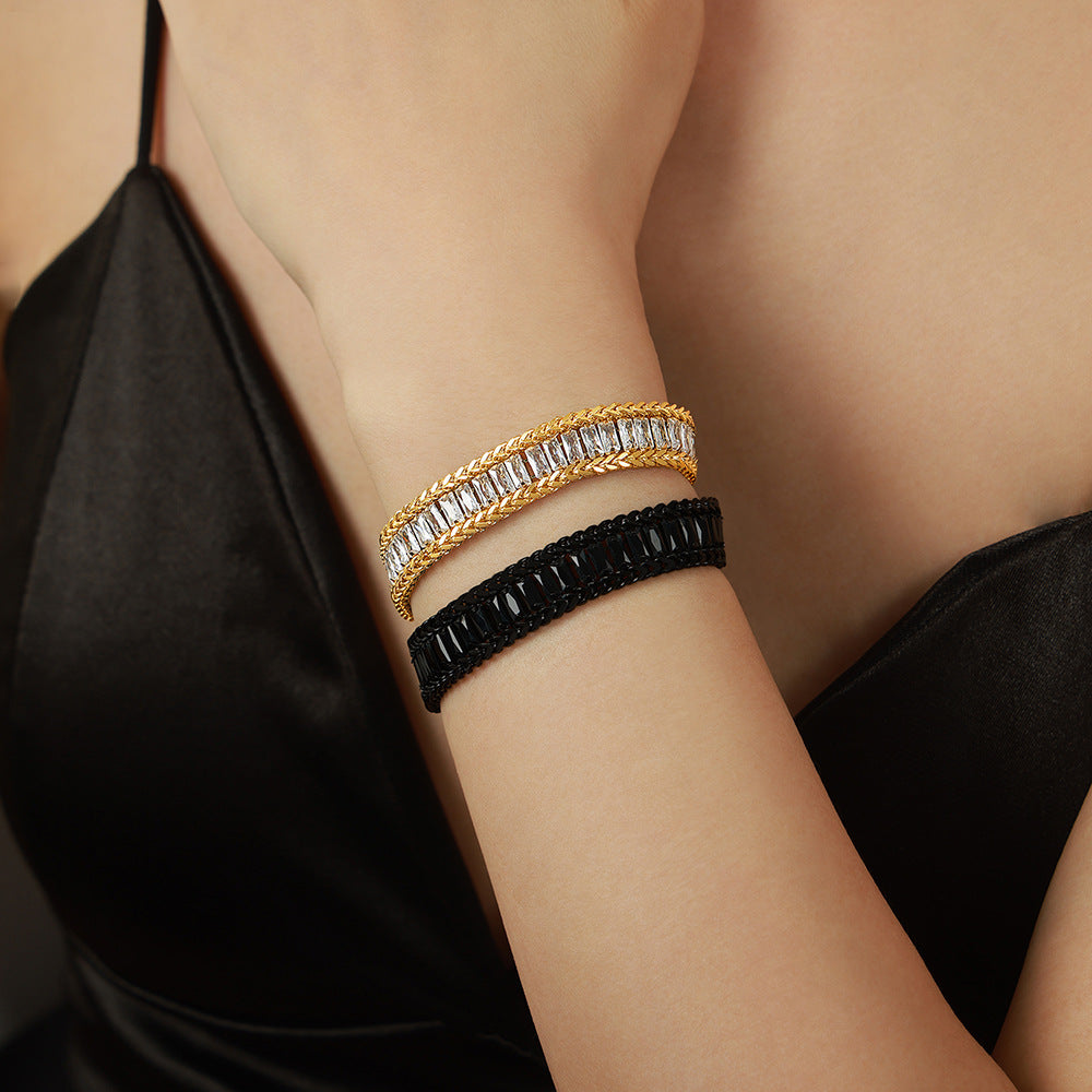 Light Luxury Stainless Steel Cubic Zirconia Bracelet