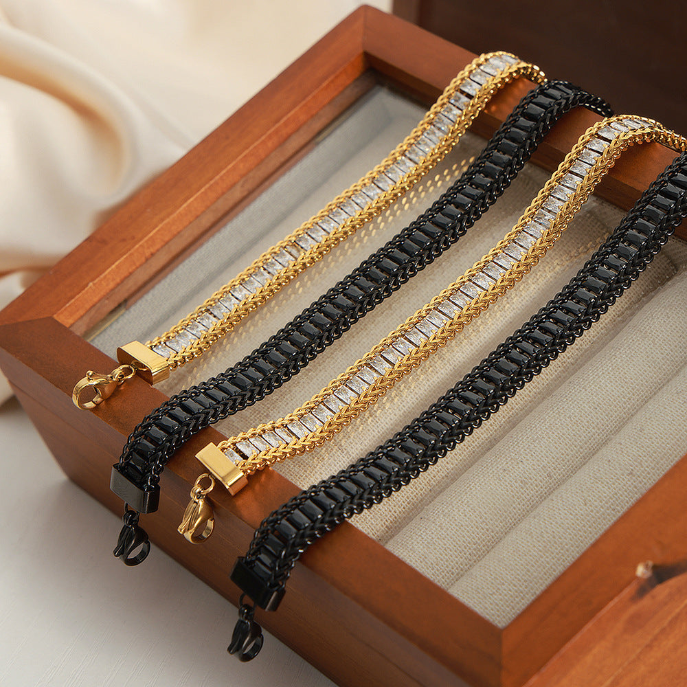 Light Luxury Stainless Steel Cubic Zirconia Bracelet