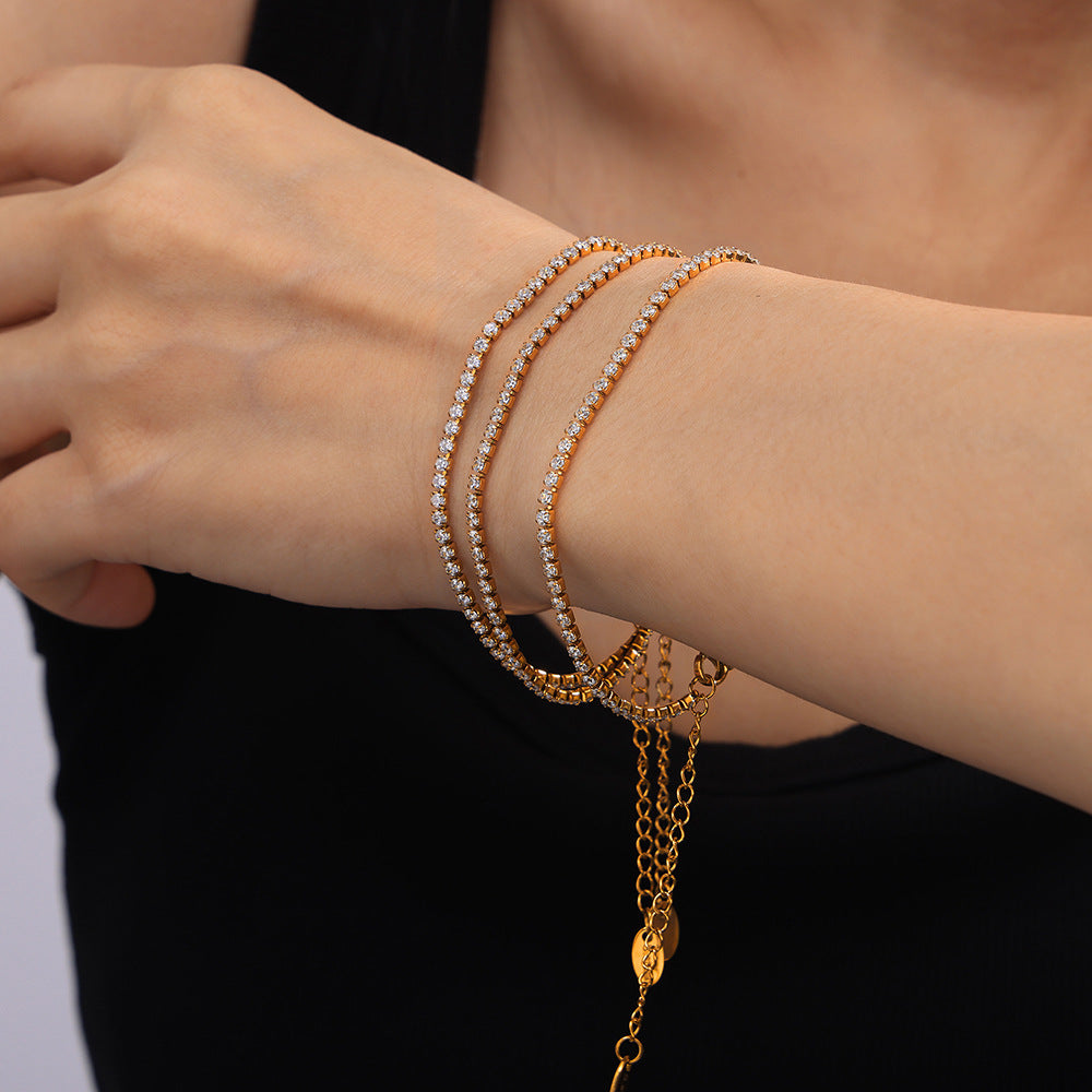 Stainless Steel 18K Gold PVD Tennis Bracelet