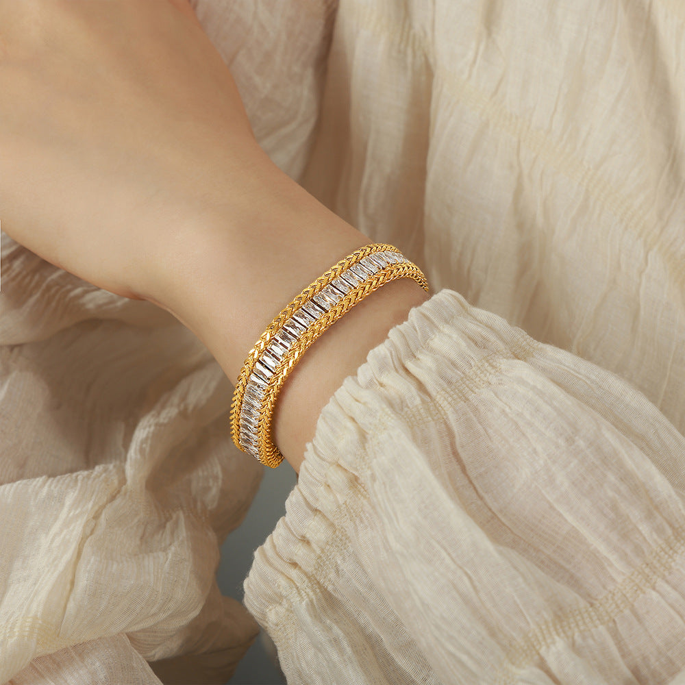 Light Luxury Stainless Steel Cubic Zirconia Bracelet