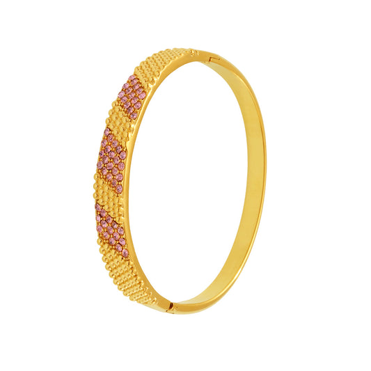 Stainless Steel 18K Gold PVD Cubic Zirconia Buckle Bracelet