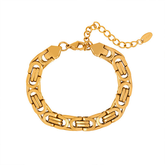 Stainless Steel Retro Hip Hop Byzantine Chain Bracelet