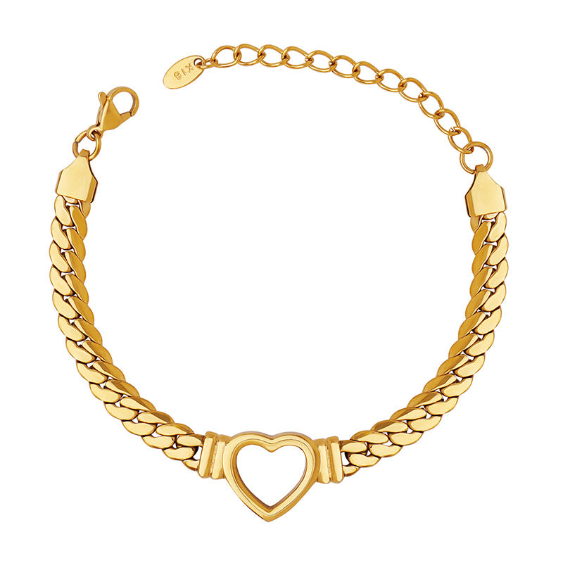 Stainless Steel Hip-hop Style Heart Bracelet