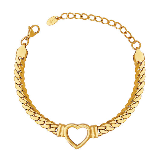 Stainless Steel Hip-hop Style Heart Bracelet