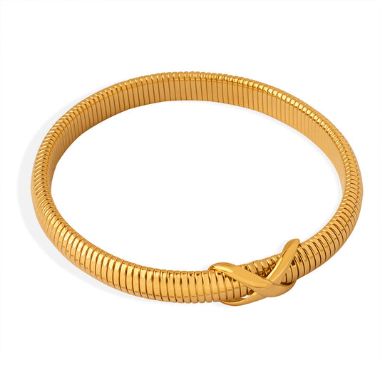 Stainless Steel 18K Gold PVD Spring Texture Bracelet