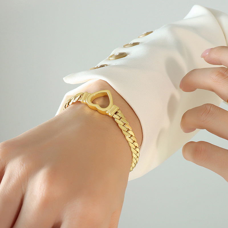 Stainless Steel Hip-hop Style Heart Bracelet