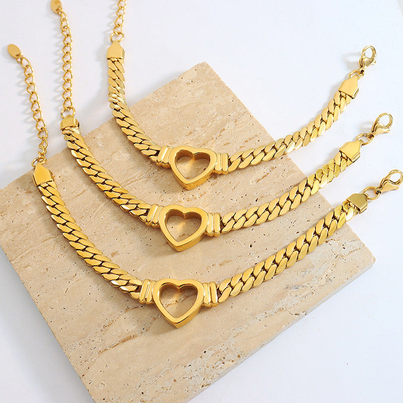 Stainless Steel Hip-hop Style Heart Bracelet