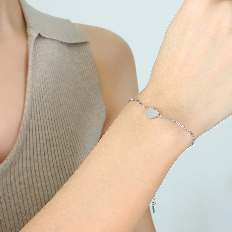 18K Gold PVD Stainless Steel Heart Pendant Bracelet