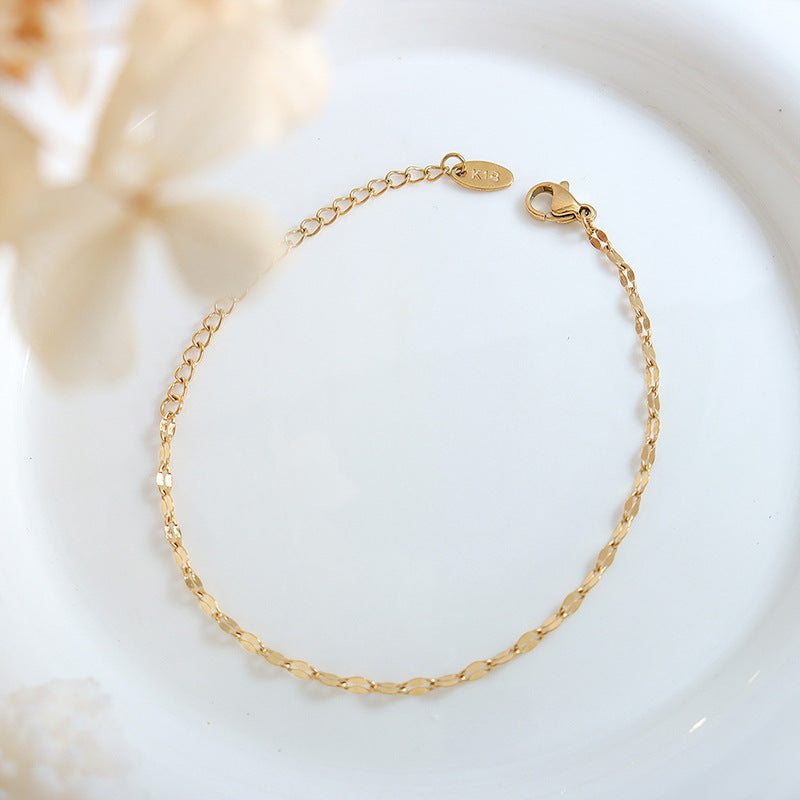 Stainless Steel 18K Gold PVD Lip Chain Bracelet