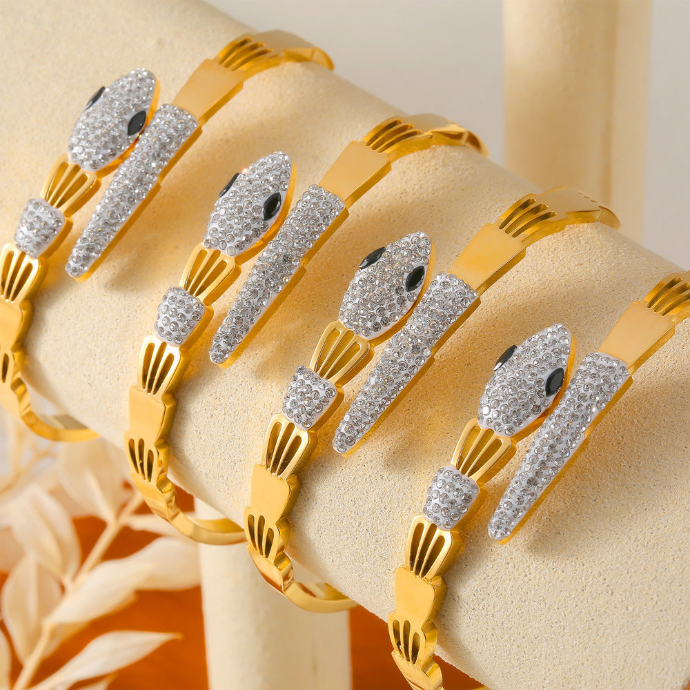 Stainless Steel Snake Shape Cuff Bracelet