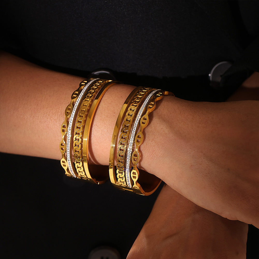 Chain Shape 18K Gold PVD Stainless Steel Bracelet