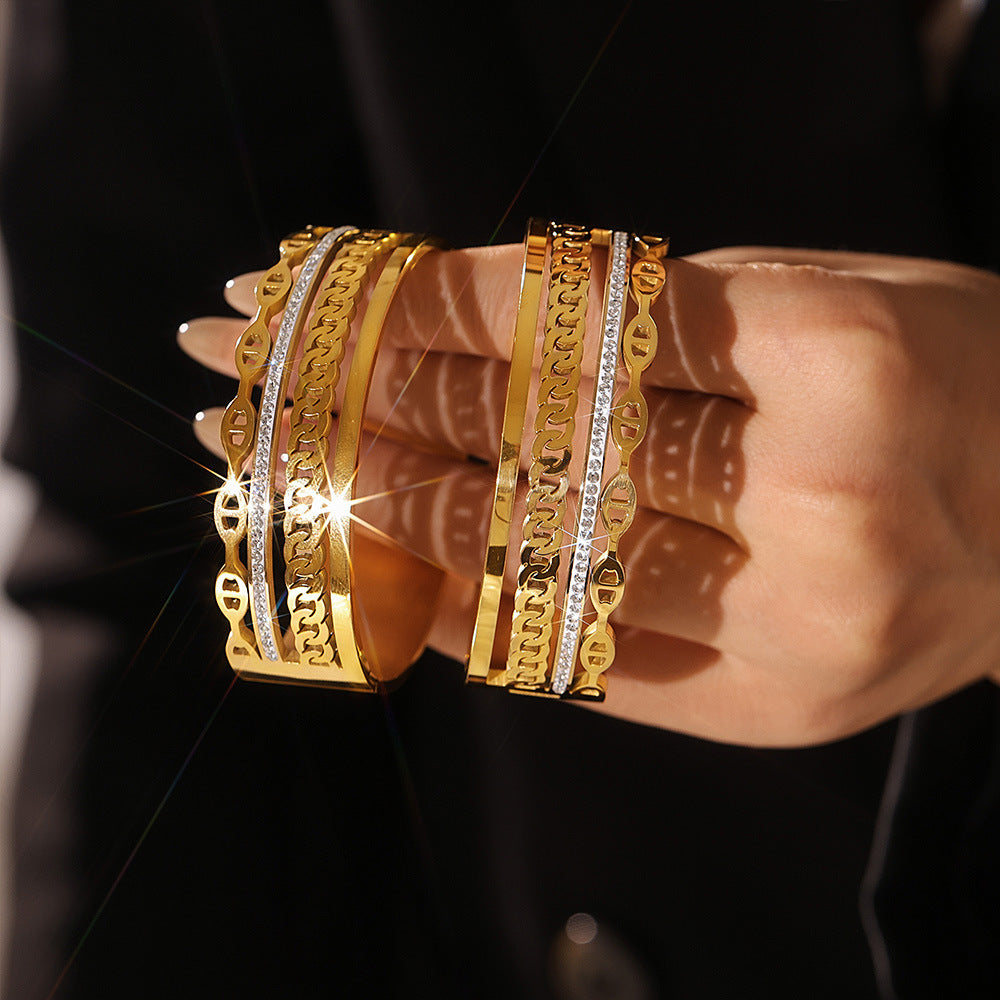 Chain Shape 18K Gold PVD Stainless Steel Bracelet