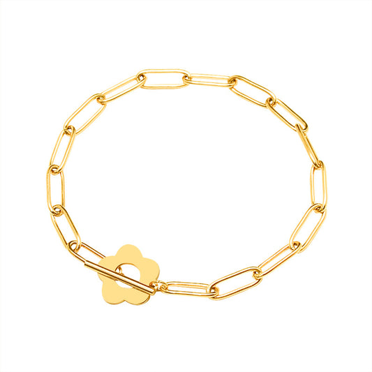 Daisy Paper Clip Chain Stainless Steel Bracelet