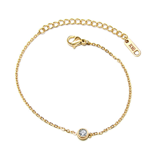 Simple Cubic Zirconia Stainless Steel Bracelet