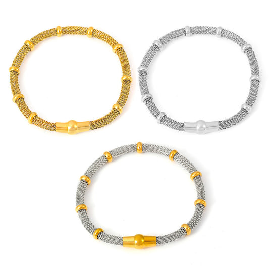 Metal Mesh Round Stainless Steel Bracelet