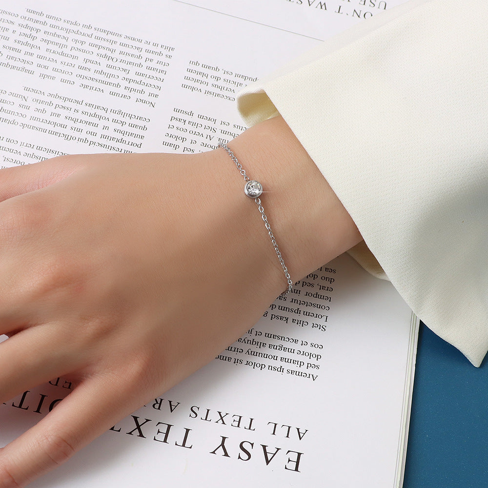 Simple Cubic Zirconia Stainless Steel Bracelet