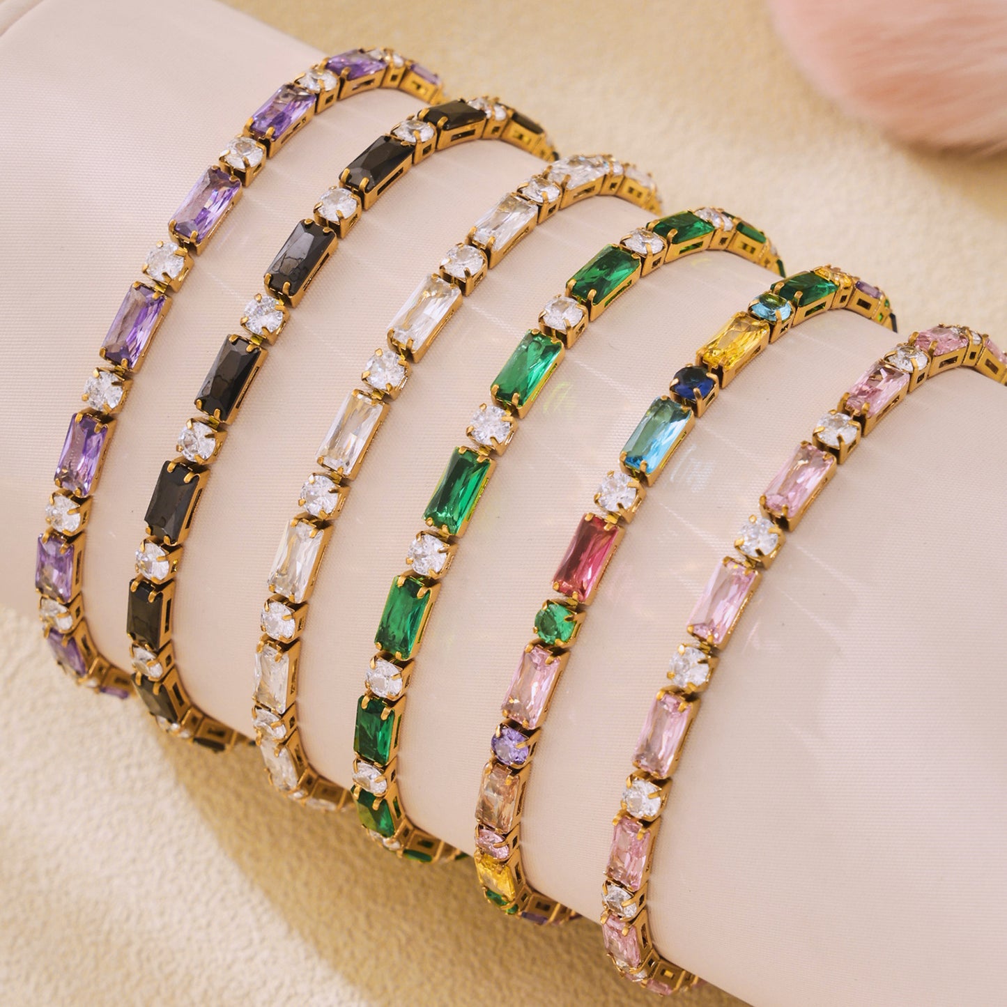 Stainless Steel Square Cubic Zirconia Bracelet