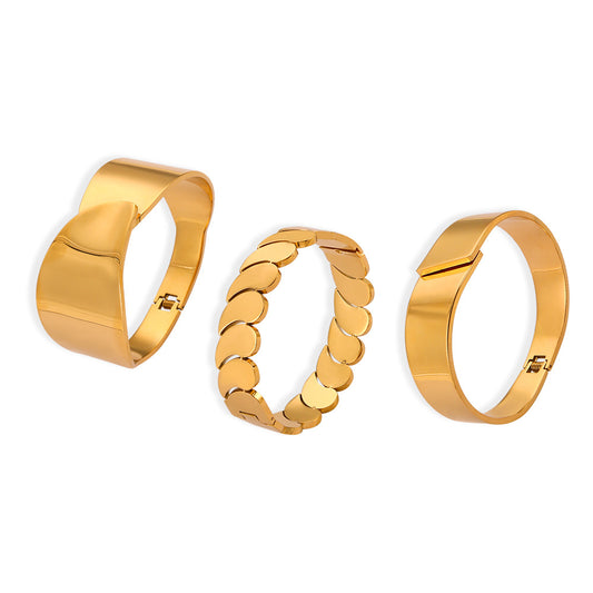 Simple Polished Water Drop Stitching Stainless Steel Bracelet