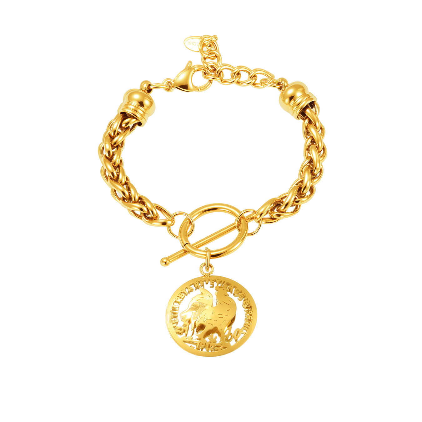 Rooster Pattern Round Pendant OT Buckle Bracelet