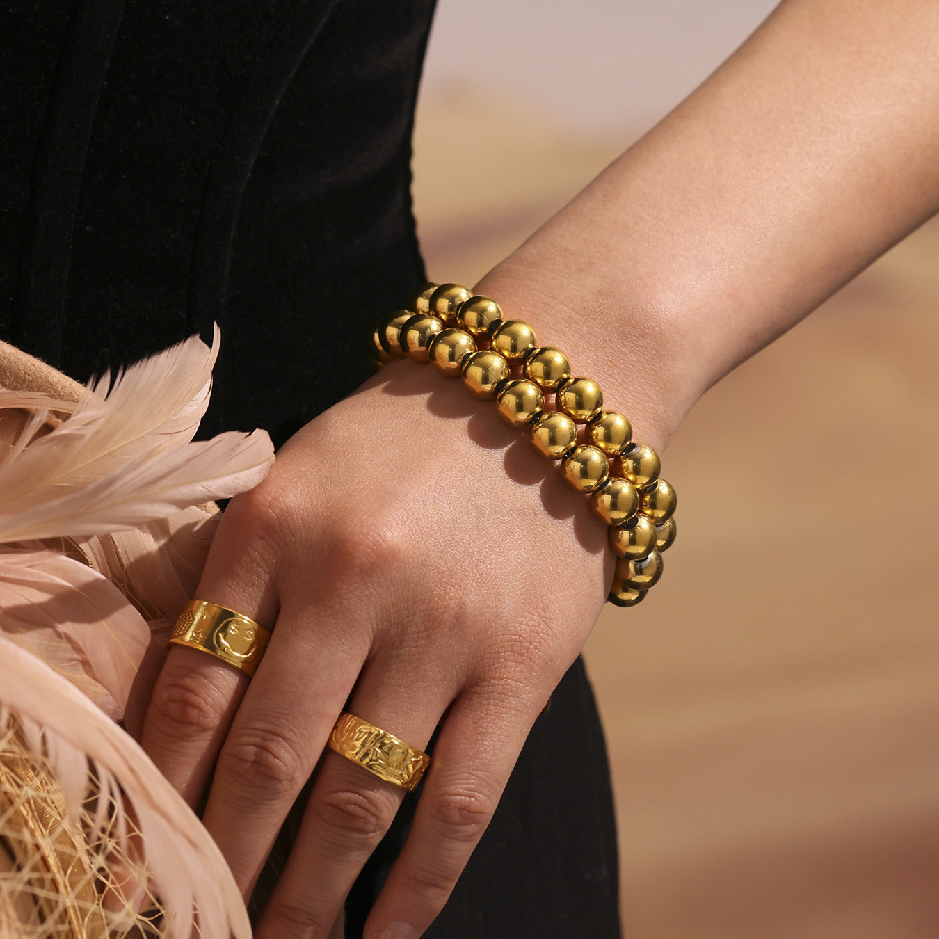 Hollow Round Beads Stainless Steel Bracelet