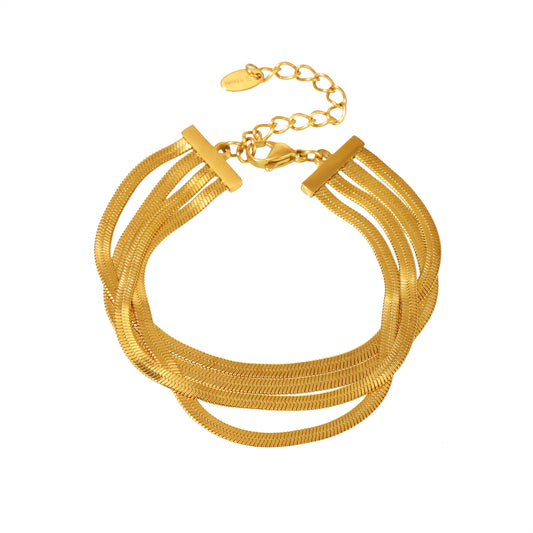 Stainless Steel Multi-layered Snake Chain Bracelet