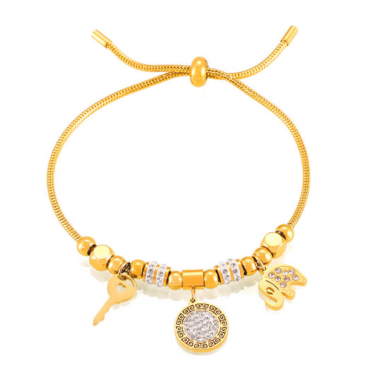 Stainless Steel Multi-element Pendant Pull-buckle Bracelet