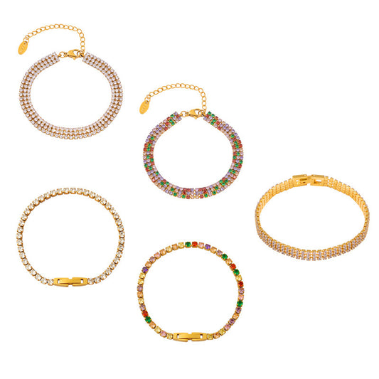 Elegant Cubic Zirconia Stainless Steel Bracelet
