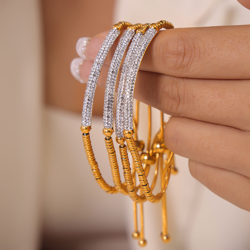 Stainless Steel Czech Diamond Snake Chain Bracelet