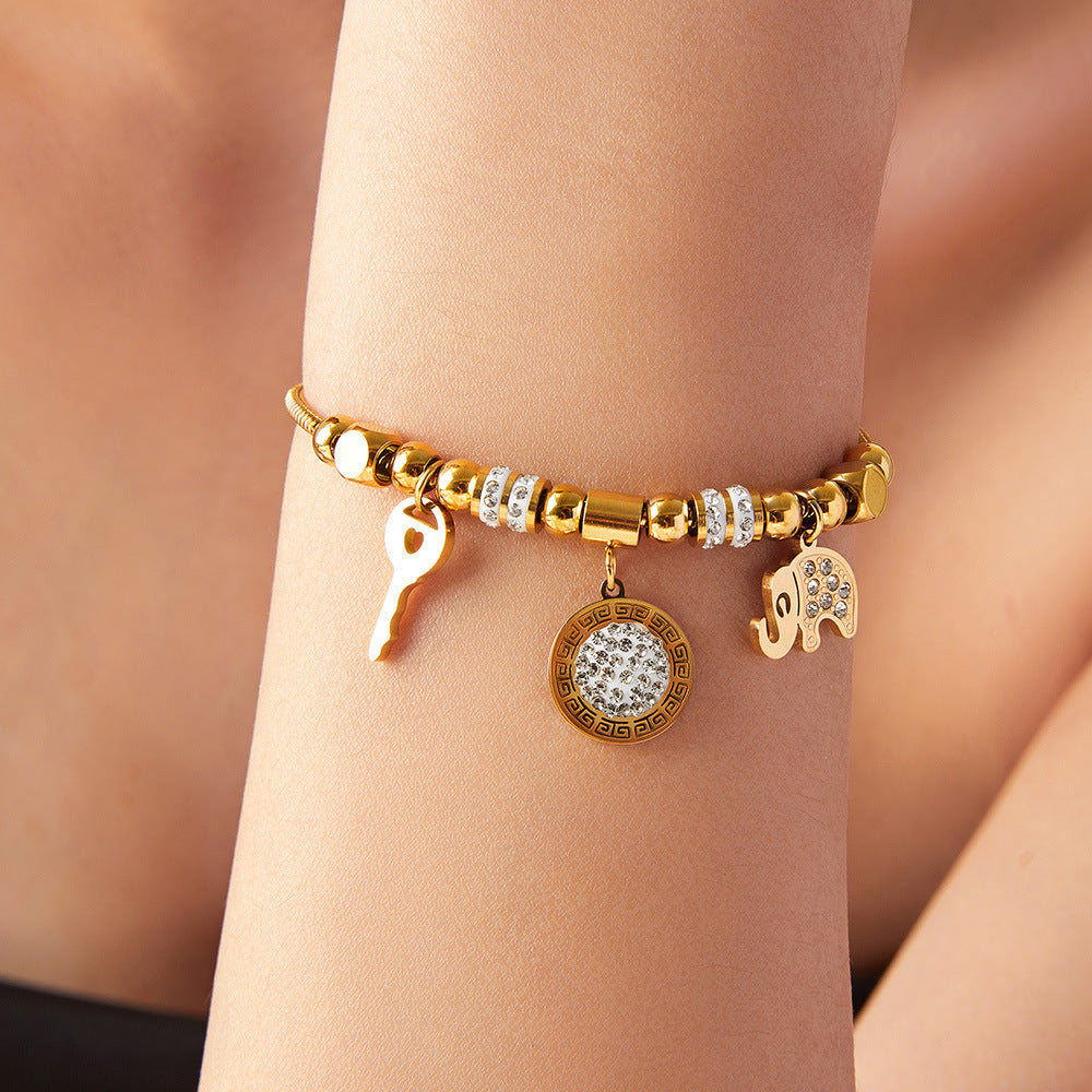 Stainless Steel Multi-element Pendant Pull-buckle Bracelet