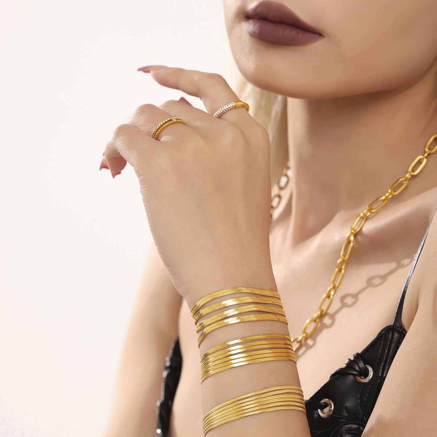 Stainless Steel Multi-layered Snake Chain Bracelet