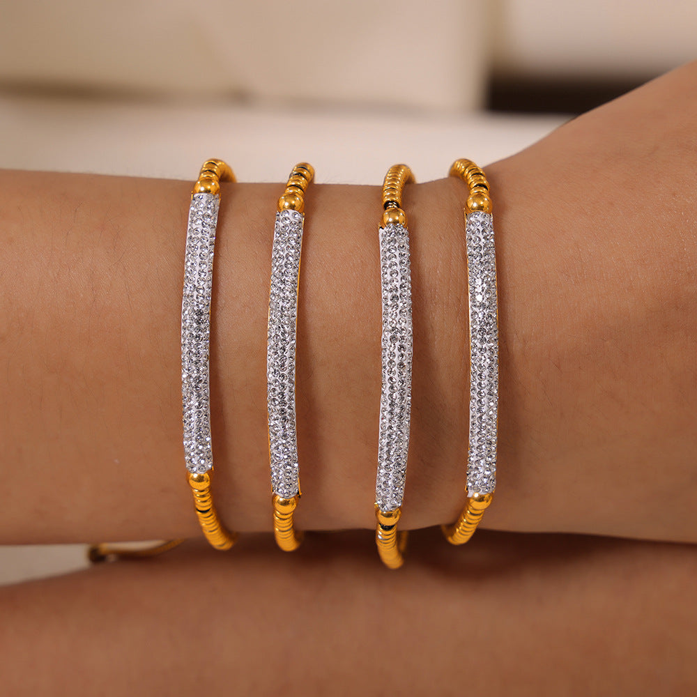 Stainless Steel Czech Diamond Snake Chain Bracelet