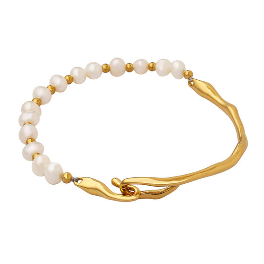 Stainless Steel Personalized Freshwater Pearl Bracelet