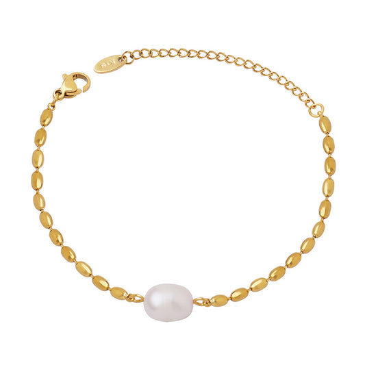 Freshwater Pearl Stitching Stainless Steel Beaded Bracelet