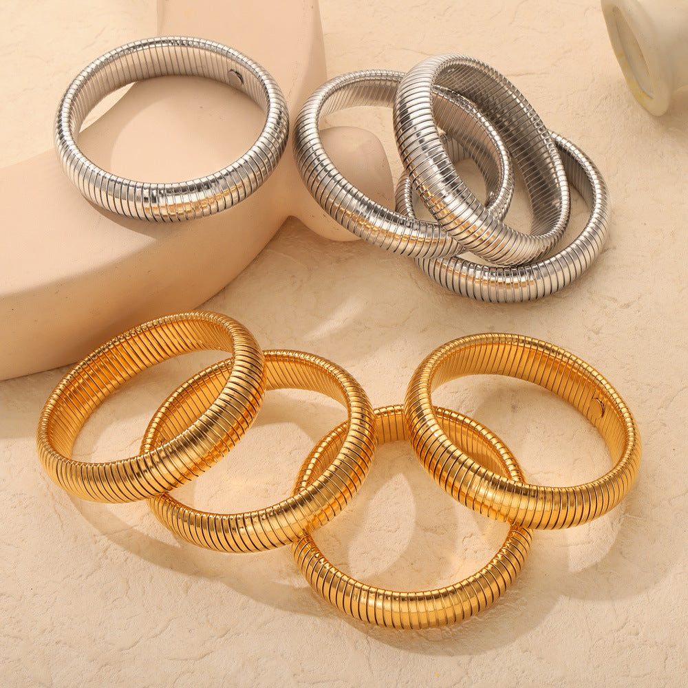 Stainless Steel Elastic Stripe Bracelet
