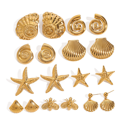 Stainless Steel 18K Gold PVD Summer Ocean Earrings