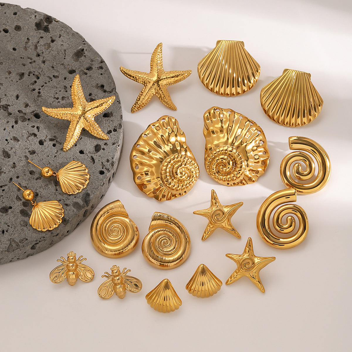 Stainless Steel 18K Gold PVD Summer Ocean Earrings