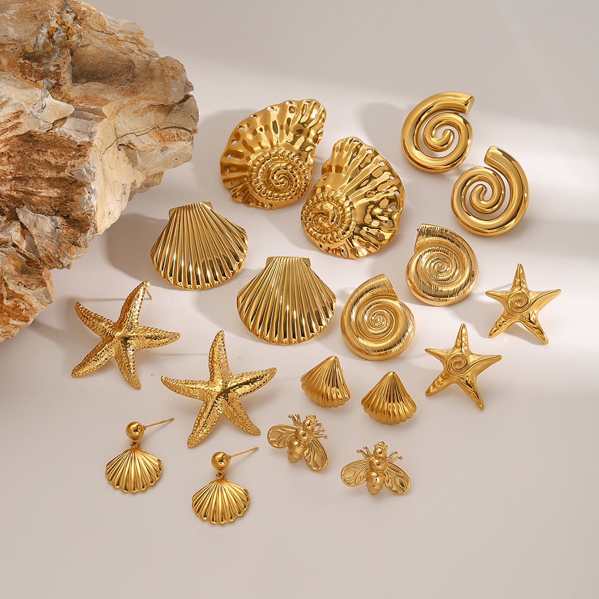 Stainless Steel 18K Gold PVD Summer Ocean Earrings