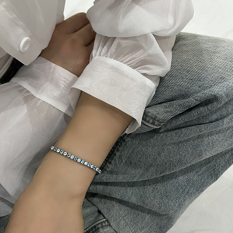 Stainless Steel 3MM Round Zircon Adjustable Tennis Bracelet