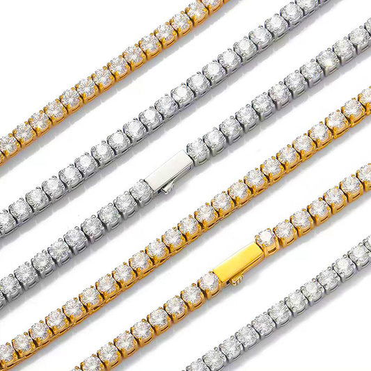 Stainless Steel Inlaid Cubic Zirconia Tennis Bracelet