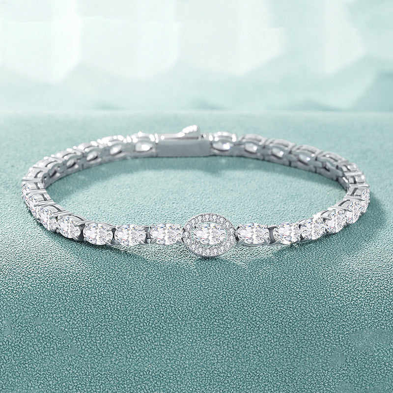 Premium Inlaid Zircon Oval Egg-shape Main Stone Tennis Bracelet