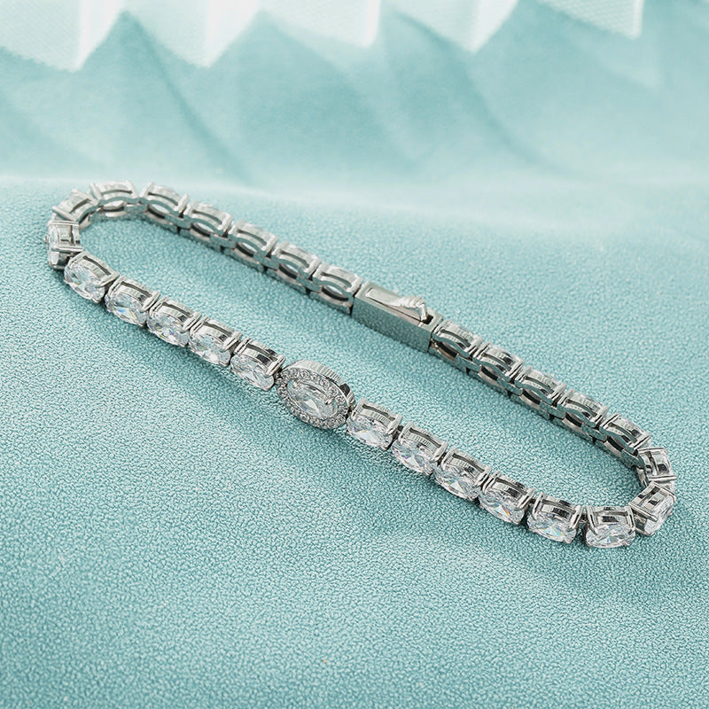 Premium Inlaid Zircon Oval Egg-shape Main Stone Tennis Bracelet